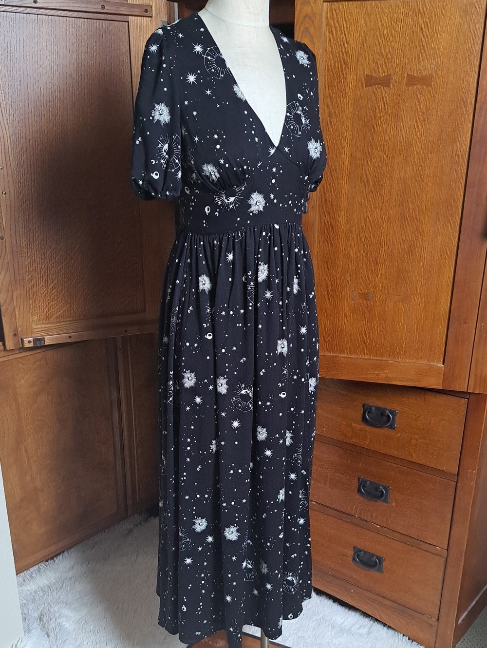 Disturbia Comet Celestial Puff Sleeve Midaxi Dress ✨ US 2 / UK 6 NWT - Picture 7 of 14